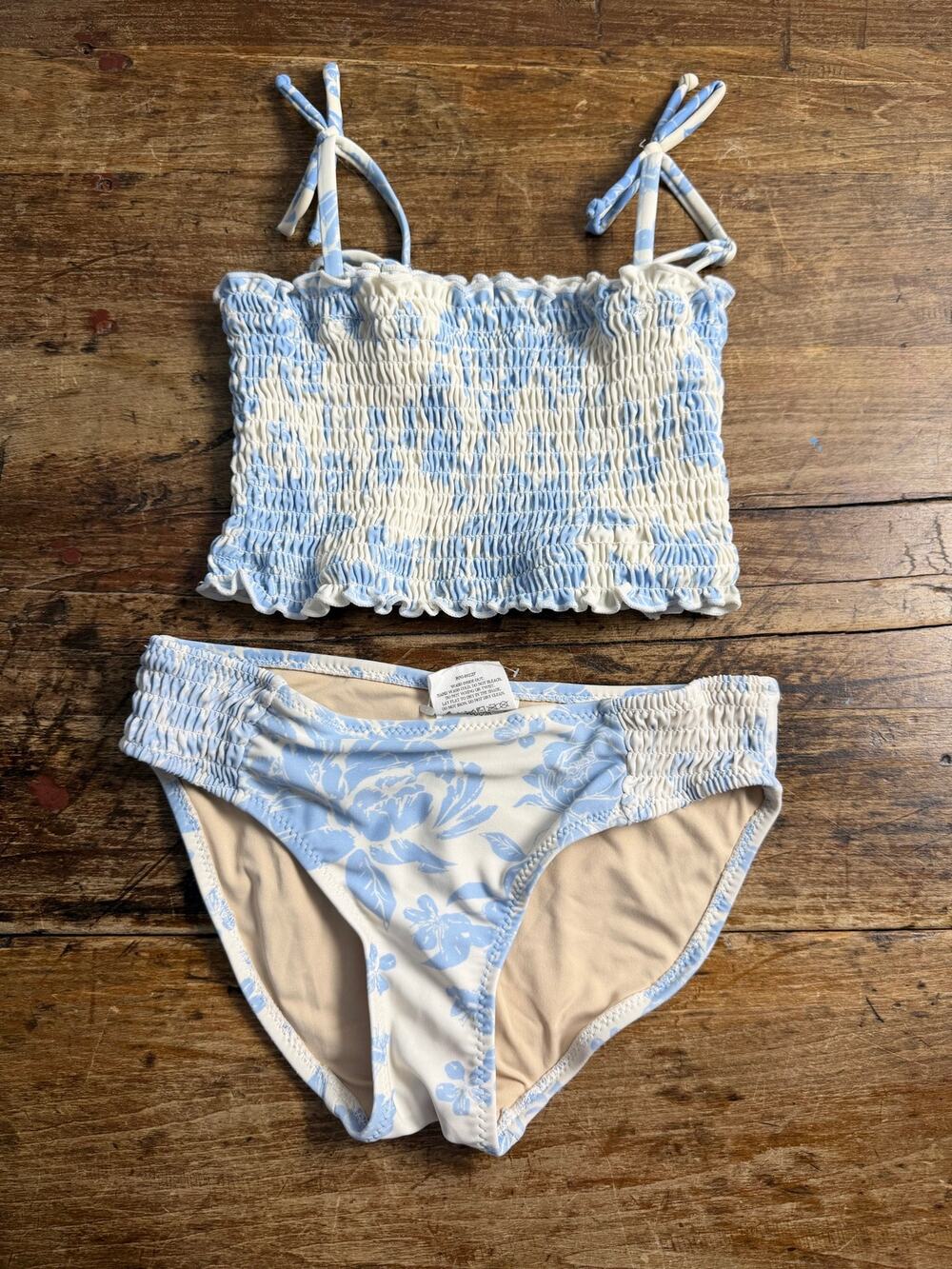 Shade Critters Girl's Blue and white Smocked 2pc Swimsuit size 7